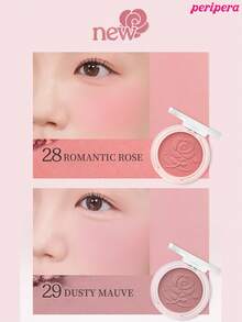 K-Beauty Peripera 單色粉末腮紅盤，霧面細緻粉末腮紅，不結塊，持久妝效，全方位彩妝盤，裸妝風格，臉部美容化妝品，韓系妝容，4.2g - #29 Dusty Mauve - 查看 6