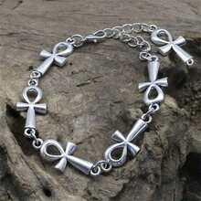 1 pieza Pulsera minimalista con cadena de cruz, pulsera de la llave de la vida, joyería de muñeca de longitud ajustable - Plateado - Ver 3