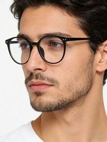 1pc Casual Plain Glasses For Men And Women, Light,Blue Light,And For Computer Reading Gaming TV Phones,Anti Eyestrain,Clear Lens Eye Protection, Suitable For Parties, Shopping And Taking Photos - màu đen - Xem 6