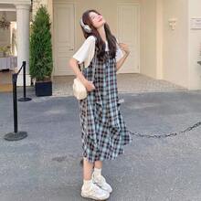 Women Long Dresses - Faux Two-piece Dress - View 1