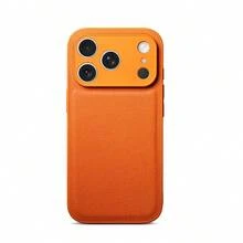 Litchi Grain Leather Full Coverage Anti-Drop Phone Case Compatible With Apple - Orange - View 2