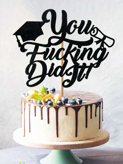 1pc Black Glitter You Did It Cake Topper Graduation 2026 – Funny Graduation Cake Topper For Celebration Party, Congrats Grad Cake Decorations For College, High School, Graduations Cake Decor, Class Of 2026 Graduation Party Decorations Supplies