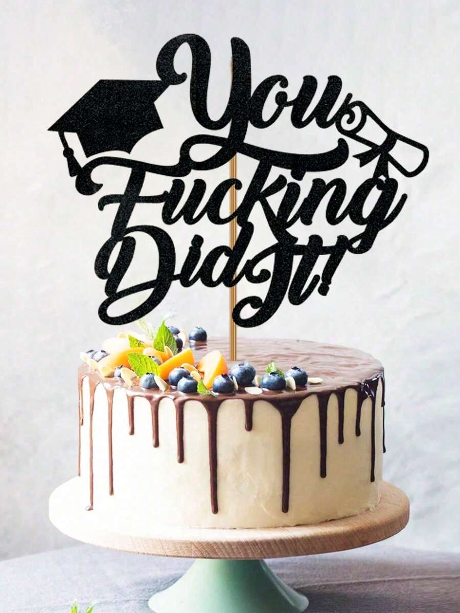 1 pezzo Decorazione per torta di laurea 2026 con glitter neri "You Did It" - Divertente decorazione per torta di laurea per feste di celebrazione, decorazioni per torte di laurea per college, scuole superiori, decorazioni per torte di laurea, forniture per feste di laurea classe 2026 - nero - Visualizzare 1