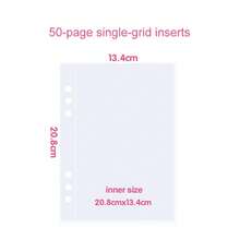 Carpeta de hojas sueltas A5, carpeta de anillas estilo Ins, cuaderno exfoliante de PP, cubierta de núcleo interno, cuaderno de notas, diario, planificador de oficina B4LW - 50P 4 cuadrículas - Ver 10