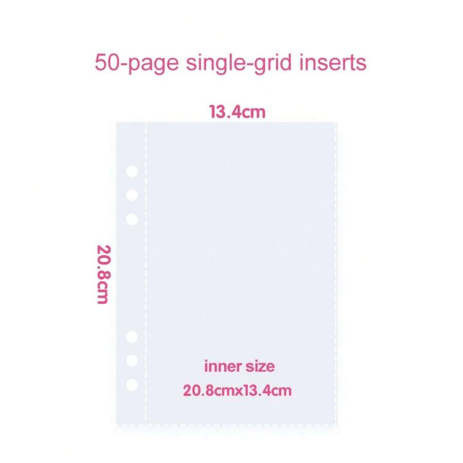 A5 Loose Leaf Binder, Ins Style Ring Binder, PP Peel-Off Notebook, Inner Core Cover, Notepad, Diary, Office Planner B4LW - 50 Pieces Of 1 Grid Inserts - View 1
