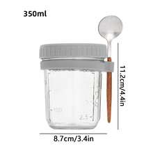 1 cốc yến mạch ngâm qua đêm, bằng thủy tinh có nắp và thìa, cốc đong bữa sáng kín, cốc đựng sữa, salad, sữa chua tiện dụng. - Nhiều màu - Xem 2