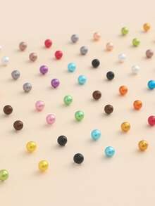 36 Pairs Fashion Petite Colorful Faux Pearl Stud Earrings Set, Multi-Color Pearl Earrings For Women (Random Color) - Multicolor - View 3