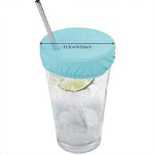 3pcs Polyester Fiber Beverage Lid With Straw Hole, Reusable, Protects Party Drinks, Elastic Cocktail Cup Mouth Cover, No Need For Electricity - Multicolor - View 3