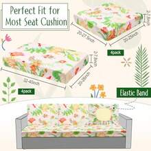 Spiareal - 8 fundas de cojín impermeables para sofá y patio funda de cojín para exteriores incluye 4 respaldos y 4 cojines fundas de asiento de sofá protector de muebles flor - Flor - Ver 3