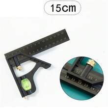 Regla de ángulo recto de combinación ajustable, 15/20/25cm, 45 / 90 grados con medidor de nivel de burbuja, herramientas de medición, instrumento de nivelación GXDI - 15 centímetros - Ver 1