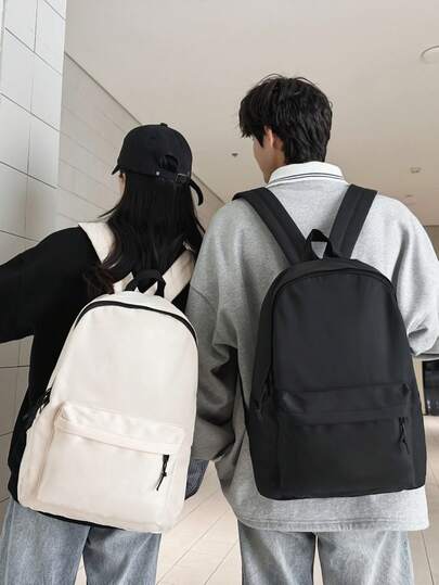 New Arrival Large Capacity Minimalist Backpack, Colorblock Design, Casual & Versatile, Suitable For Students, Outings, Featuring Multiple Pockets & Functions