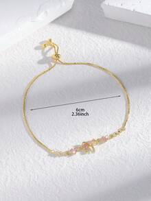 1件优雅可爱奢华蝴蝶心形锆石可调节手链，适合女性和女孩日常佩戴、生日礼物、毕业派对，为装扮增添精致感。 - 彩色 - 查看 4