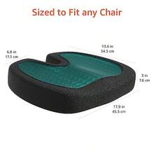 Comfortable Seat Cushion For Office Chairs Gel Enhanced Memory Foam Non-Slip Cooling Support For Long Sitting Black - 黑色 - 查看 6