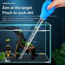 New Aquarium Vacuum Cleaner, High Suction Fish Tank Waste Remover, Turtle Tank Poop Suction Cleaning Tool - A-Blue - View 2