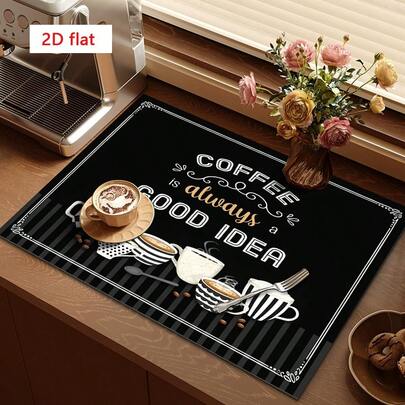 1 tấm lót máy pha cà phê, tấm lót làm khô dao nĩa, tấm lót mặt bàn với họa tiết cốc cà phê latte và chữ cái, tấm bảo vệ quầy bar bằng sợi polyester, bề mặt mềm mại và thấm hút cao, món quà gia đình và trang trí phòng lý tưởng.