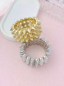 Western Jewelry Italian Charm BraceletLADYCOCO 1pc Punk Style ABS Plastic Silver Rivet Bracelet, Unisex Personalized Rivet Bangle, Suitable For Daily Wear, Party, Music Festivalturquoise Jewelry Earrings Anniversary Gift For Him - 黃金+白銀 - 查看 7