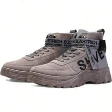 Shendy Vendy Men's High Fashion Boots, Thick Sole Platform Tactical Boots, Non-Slip, Wear-Resistant, Comfortable-Work Boots, Motorcycle Boots, Men's High Boots, Men's Shoes - 銀色 - 查看 11