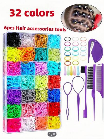 32pcs/Set Colorful Hair Accessories Set, Includes 32 Hair Ties And Hair Styling Tools - Suitable For Women, Meets Various Color Matching Needs, Create Fashionable Hairstyles, All-In-One Set - Essential For Daily Use, Suitable For All Seasons