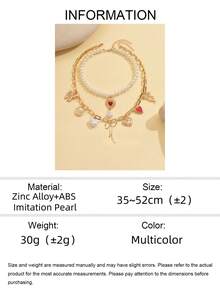 طقم قلادة سلسلة مزينة بفراشة وقلب من الخرز المحاكي الفاخر 2 قطعة، مناسب للبنات لارتدائه في الحفلات والمهرجانات الموسيقية والمناسبات اليومية - متعدد الألوان - مشاهدة 5