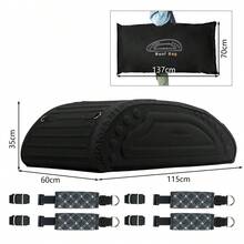 COSTWAY 400L Waterproof Car Roof Bag, Foldable Rooftop Cargo Carrier With 4 Reinforced Straps & Anti-Slip Bottom, Soft-Shell Car Top Storage Bag For All Cars With Or Without Rack, Black - A - View 3