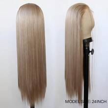 Honey Blonde Wig Long Straight Honey Blonde Brown Synthetic Lace Front Wigs Pre Plucked Natural Hairline For Light Brown Wig Heat Resistant Fiber Hair Daily Wear - Multicolor - View 8
