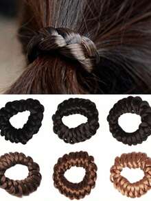 2pcs Retro Style Elastic Hair Ties, Made Of Polyester Fiber And Spandex, Designed For Women's High Ponytail Hairstyles - Multicolor - View 3