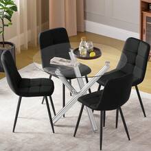 Electroplated Twisted Legs + 4 Black Linen Chairs