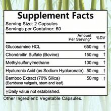 Joint Health Support Dietary Supplement - Contains Glucosamine, Chondroitin Sulfate, Methanesulfonamide, Hyaluronic Acid, Bamboo Extract - Supports Joints And Mobility - 120 Capsules - 1 Bottle(1瓶) - 查看 2