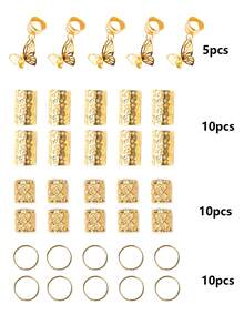 35pcs Multiple Shaped Hair Tie Set For Dreadlocks Hairstyle, Adjustable Hairbands Suitable For All Seasons - Mixed Elements - View 8