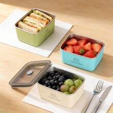 2pcs Stainless Steel Food Storage Containers With Lids, Double-Layer Structure, Anti-Scald Design, Suitable For Microwave And Dishwasher, Mini Bento Boxes For Snacks, Fruits, Vegetables, Dumplings, Meat, Eggs, Ginger, Garlic, Onions - Reusable, Multipurpose, Leak-Proof, For Home And Kitchen Use - White - View 4