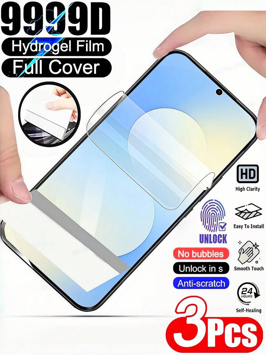 3片/套 超清屏幕保护膜，兼容三星 Galaxy S26 S25 A57 A37 / 14T 15T 13T Pro A5 A4 A3 Note 13 14 4G 5G，TPU 软膜，非玻璃材质，防爆防刮，自修复手机保护膜