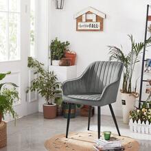 SONGMICS Esszimmerstuhl, 2er Set, Küchenstuhl, Sessel, Samt, Polsterstuhl mit Armlehnen, Loungesessel, bis 120 kg belastbar, Metallbeine, für Esszimmer, Küche, grau-tintenschwarz LDC087G02 WESI - Hellgrau + Tintenschwarz - Übersicht 9