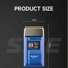 Máy cạo râu điện sạc chuyên nghiệp chất lượng cao Kemei-1112, thiết kế trang nhã, sử dụng thoải mái và hiệu quả, kèm cáp sạc USB. - Màu xanh lam - Xem 3