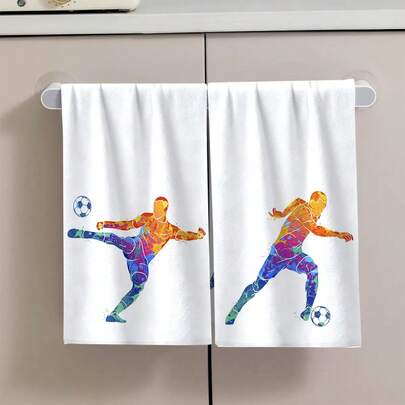 2/4/6件套，餐巾，足球主题印花，超强吸水超细纤维现代毛巾，烹饪烘焙茶巾，洗碗布，清洁抹布，手巾，柔软吸水，厨房装饰，送给邻居、母亲、朋友的礼物，生日礼物，乔迁礼物，厨房必备，日常用品