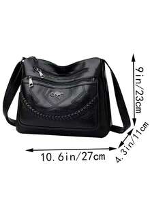 New Multi-Functional Soft Leather Shoulder Bag, Crossbody Bag For Middle-Aged Women, Mothers And Mothers-In-Law - Black - View 4
