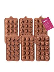Meoky 1pc Silicone Chocolate Mold, Non-Stick Candy Mold, Suitable For Chocolate, Candy, Jelly, Butter, Flower Shapes - View 7