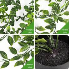 仿真盆栽植物，室内/室外悬挂式垂吊植物，仿真藤蔓植物，逼真仿真植物，适用于家居和办公室装饰，室内外花园架、墙壁、阳台、浴室、客厅装饰 - 墨綠色 - 查看 4