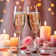 Custom Text Stickers, Wedding DIY Vinyl Stickers, Stickers, Custom Names, Bridesmaid Gifts, Champagne Glasses, Wine Glasses - Multicolor - View 4