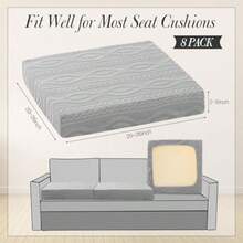 Newwiee - 8 fundas elásticas para cojín de patio para exteriores para muebles de patio sofá fundas de repuesto de tela jacquard tela suave lavable gris claro elegante - GRIS CLARO - Ver 2