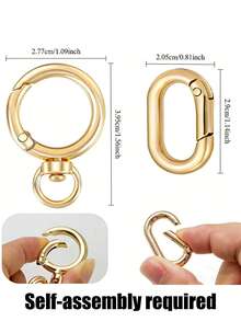 金属旋转龙虾扣DIY五金套件，360°旋转弹簧钩和椭圆形弹簧夹套装，重型防锈合金钥匙扣连接器，适用于挂绳、钥匙圈、包带和工艺配件，多用途旋转钩，适用于手提包、背包、钱包、手机挂饰、宠物牵引绳和行李带，男女皆宜的DIY工艺用品，是旅行装备、维修项目、圣诞节、生日和母亲节礼物的理想之选。 - 彩色 - 查看 10