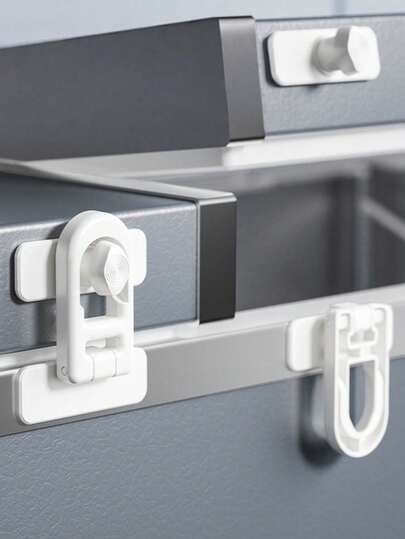 1/2/4个装多功能安全锁，无需钻孔即可粘贴安装，防止儿童和宠物打开冰箱/橱柜/抽屉/酒柜