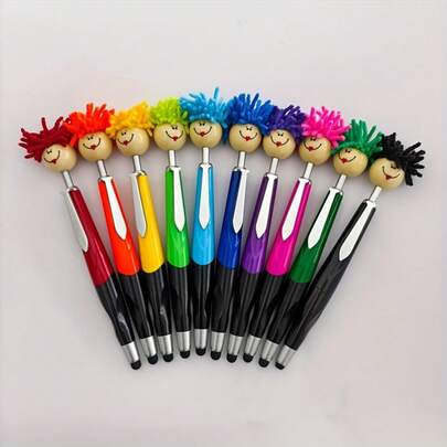 8-Piece Set Of Doll   Face Retractable Ballpoint Pens, Round Plastic Pen Body - Perfect For Writing And Exams - Suitable For Teenagers And Adults - Ideal As A Fun Gift For Students And Office Workers