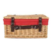 Red Hamper 45cm Buff Wicker Picnic Basket - Red - View 3