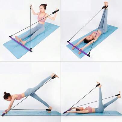 Bastone da resistenza per fitness Pilates / Asta di trazione multifunzionale per yoga / Attrezzatura per allenamento di gambe, glutei e core a casa / Attrezzatura per danza e stretching / Colore casuale