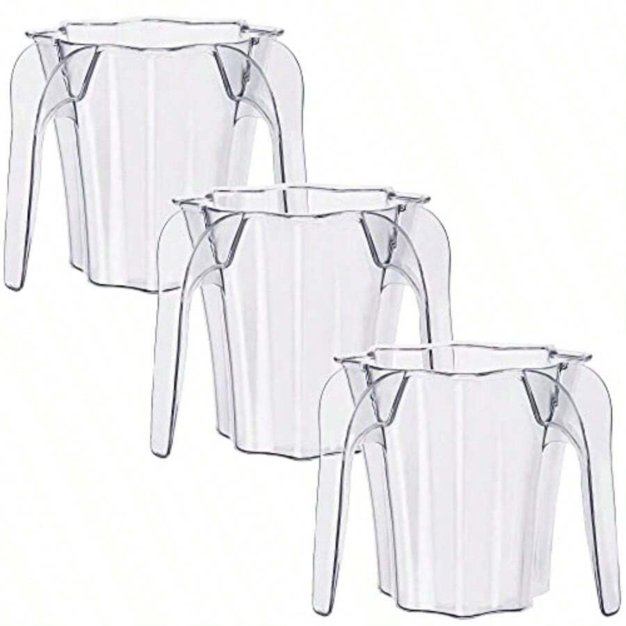 YBM HOME Plastic Star Shaped Wash Cup with Dual Handle - Clear BA454 Pack of 3 - Transparente - Ver 1