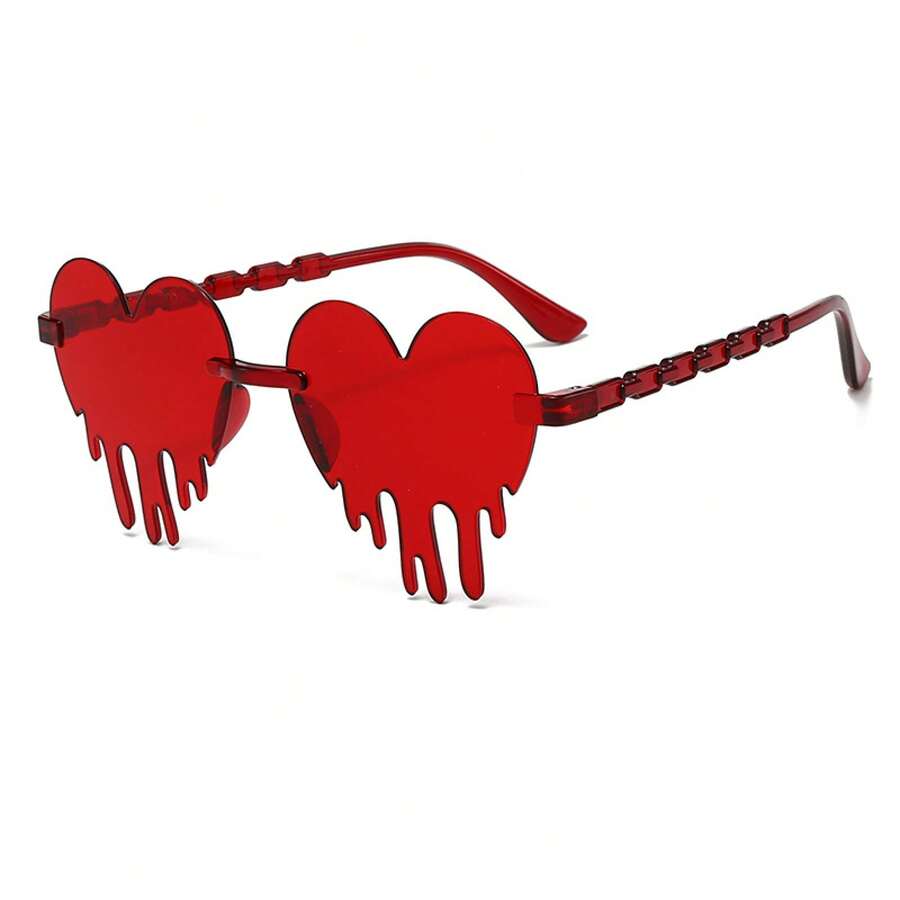 Heart-Shaped Unique , Fashionable And , Popular  For Men And Women, High Aesthetic Value For Parties And Gatherings - Wine-red Frame With Red Trim - View 1