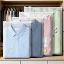 1 pieza/10 piezas Bolsa de almacenamiento con cremallera impermeable, bolsa organizadora plegable, cubos de embalaje de ropa multifuncionales para guardar zapatos, ropa interior, calcetines, camisetas, vestidos, adecuado para viajes de negocios, uso al aire libre, organizador de equipaje - transparente - Ver 3