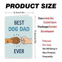 1PC Cute "Best Dog Dad Ever" Father's Day Card (With Envelope) - Fist Bump With Paw Illustration, Greeting Card For Dog Dads - Multicolor - View 7