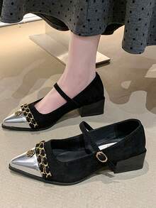 Zapatos de tacón alto y puntiagudos sexy, sandalias con tiras de strass plateadas y sin talón, elegantes tacones de estilo francés de punta abierta para primavera y verano (corren un poco pequeños) - Negro - Ver 11