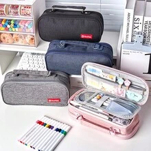 1 pieza Estuche para lápices de gran capacidad, bolsa portátil con cremallera para bolígrafos, bolsa de almacenamiento de papelería minimalista, adecuada para estudiantes, uso escolar y de oficina, esencial de vuelta a la escuela, útiles escolares, estuche para lápices, mochila - Una pieza - Ver 11